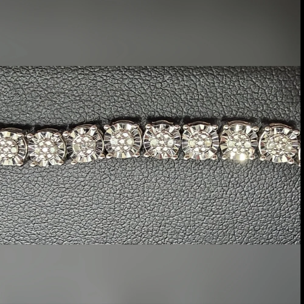 DIA 1/4 Cart Diamond Sterling Silver Rhodium Plated 7